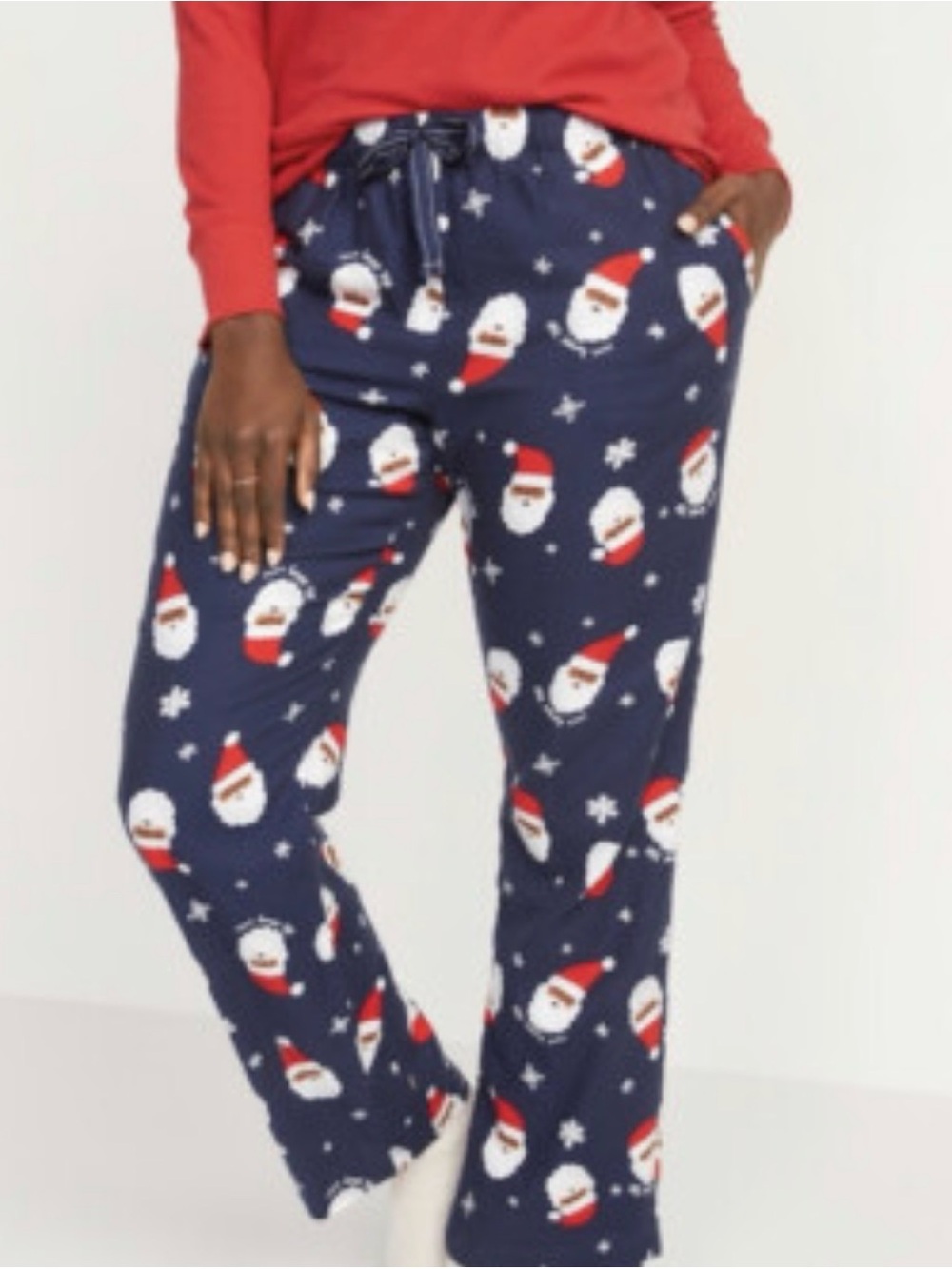 Navy Holiday Santa Print Pajama Pants